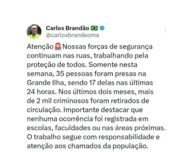 Brandão informa reforço das operações de segurança pública e amplia número de prisões