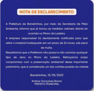 Prefeitura de Barreirinhas, emite Nota de Esclarecimento
