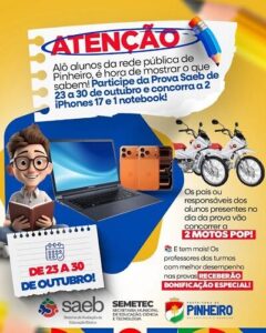 SAEB 2025 em Pinheiro terá prêmios por meio da Participação Premiada