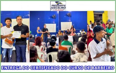 Prefeitura de Presidente Juscelino, concluí o curso de barbeiro, com capacitação gratuita e certificação aos participantes