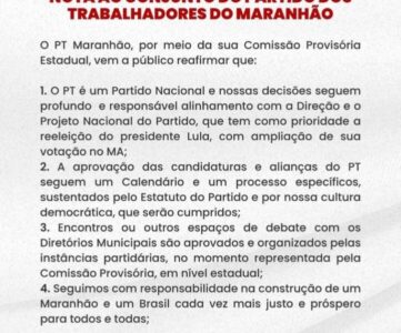 PT EMITE NOTA “FREIO DE MÃO” NA CANDIDATURA DE FELIPE CAMARÃO