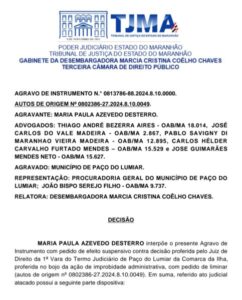 “Além de cassação branca, o instrumento coercitivo fora aplicado somente no ano de 2024 que, inclusive, abarca disputas eleitorais”, defende desembargadora ao derrubar afastamento de Paula Azevedo por 180 dias.