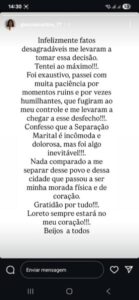 Em Loreto,primeira dama entrega cargo de secretária e anuncia a separação com o prefeito após 18 anos