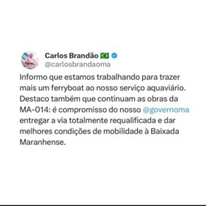 Brandão anuncia chegada de novo ferryboat e avanço nas obras da MA-014