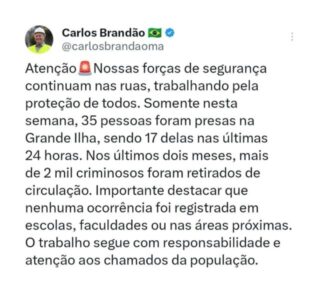 Brandão informa reforço das operações de segurança pública e amplia número de prisões