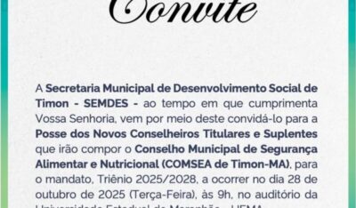 Novos conselheiros do COMSEA de Timon tomam posse nesta terça-feira (28)