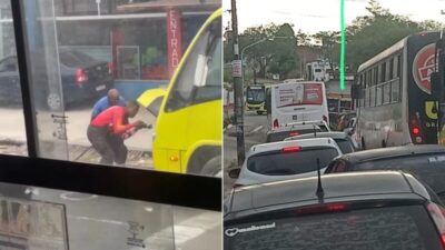 Princípio de incêndio em ônibus causa lentidão no trânsito