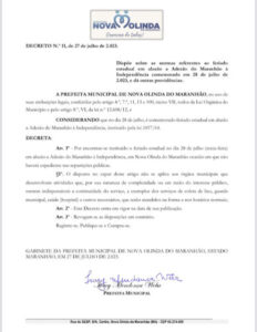 Nova Olinda do Maranhão Institui Feriado em Comemoração à Adesão à Independência do Maranhão