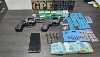 Dono de estabelecimento é preso acusado de venda ilegal de armas e remédios em Pinheiro