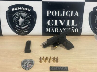 POLÍCIA CIVIL APREENDE PISTOLA DE USO RESTRITO E PRENDE HOMEM EM TIMON