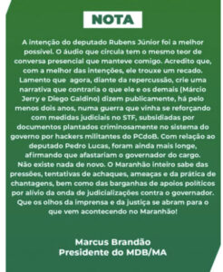 Marcus Brandão emite Nota e fala em achaques, pressões e ataques