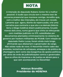 Marcus Brandão emite Nota e fala em achaques, pressões e ataques