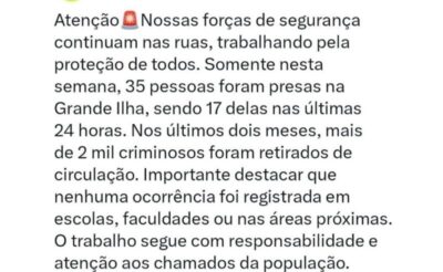 BRANDÃO AFIRMA PRESENÇA DIA/ NOITES E MADRUGAS DAS FORÇAS DE SEGURANÇA NA RUA DE FORMA PREVENTIVA E REPRESSIVA QUE JÁ PRENDERAM 2 MIL CRIMINOSOS NOS 2 ÚLTIMOS MESES E 17 NESTAS 24 HORAS