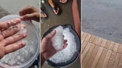 Chuva de gelo surpreende moradores no Sul do Maranhão