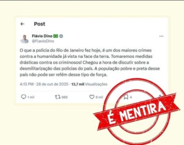 Flávio Dino nega autoria de mensagem sobre operação no Rio de Janeiro