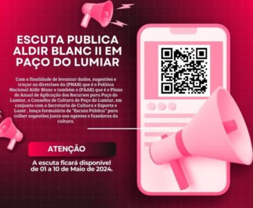 Atenção fazedores de cultura: participe da escuta pública da Lei Aldir Blanc em Paço do Lumiar