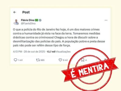 Flávio Dino desmente post fake sobre operação no Rio de Janeiro