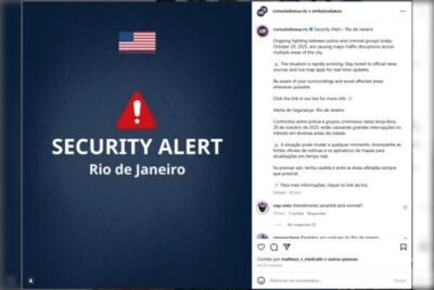 Embaixada dos EUA no Brasil emite alerta de segurança sobre RJ