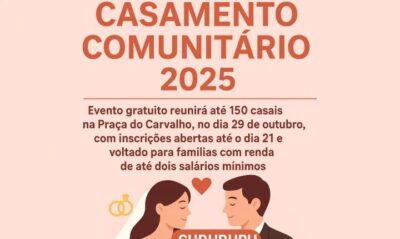 Inscrições abertas para o Casamento Comunitário 2025 em Cururupu
