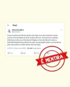 Flávio Dino é alvo de postagem fake sobre ‘guerra no Rio’