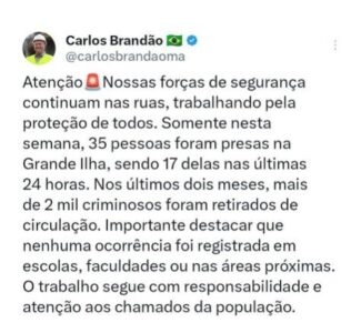 Brandão informa reforço das operações de segurança pública e amplia número de prisões