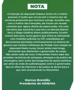 Marcus Brandão emite Nota sobre caso do vazamento de áudios