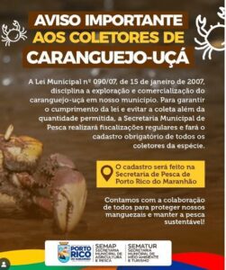 Fiscalização e Cadastro Obrigatório para Coletores de Caranguejo-Uçá em Porto Rico do Maranhão