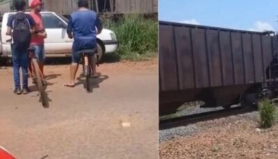 Trem atinge caminhonete após motorista se arriscar cruzando trilho em Estreito