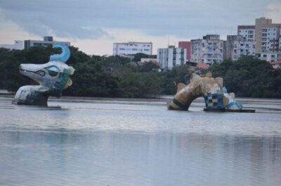 Serpente “Lulu” é retirada da Lagoa da Jansen para restauração e ganhará efeitos especiais