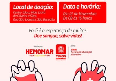 Doe sangue, doe vida: Campanha de doação de sangue acontece nesta sexta em Timon