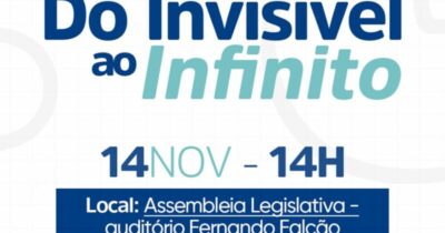A Secretaria de Representação Social (SRS) convida toda a população maranhense para participar do lançamento oficial do projeto “Do Invisível ao Infinito”, que será realizado no dia 14 de novembro, às 14h, no auditório Fernando Falcão, na Assembleia Legislativa do Maranhão, em São Luís.