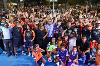 Clara e Osmar inauguram escolinha de futebol no bairro da Ilhinha