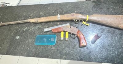 PM de Vargem Grande apreende armas de fogo no Bairro Trizidela
