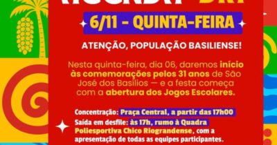 São José dos Basílios inicia festas pelos 31 anos nesta quinta-feira; comemoração segue até o dia 10 com grande programação do prefeito Ronaldo Vieira