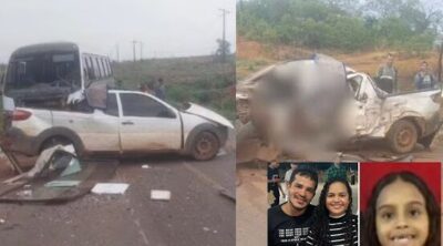 Acidente deixa pai, mãe e filha mortos na BR-330, em Balsas (MA)