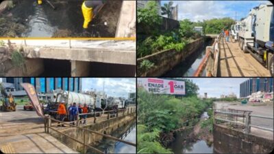 Governador Carlos Brandão anuncia que a limpeza do canal no estacionamento do Tropical Shopping foi concluída