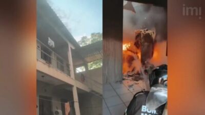 Incêndio atinge quitinete no bairro Filipinho e bombeiros resgatam gato