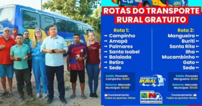 Prefeitura de Nina Rodrigues divulga rotas e horários do Transporte Rural Gratuito
