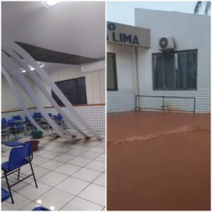 Escola estadual alaga e parte do forro do teto desaba em Formosa da Serra Negra