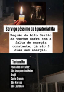 População do Alto Sertão tuntuense sofre com falta de energia