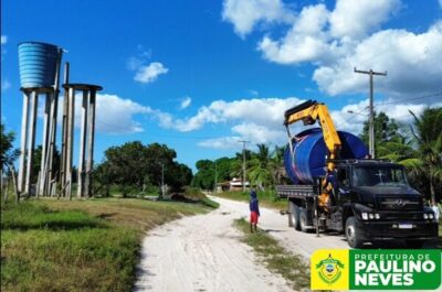 Prefeitura de Paulino Neves, faz manutenção, limpeza e substituição de caixa d’água do Povoado Aguariquinha