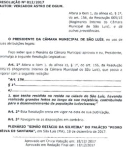 NÃO PODE! Título de Cidadão de São Luís a Lula é ilegal