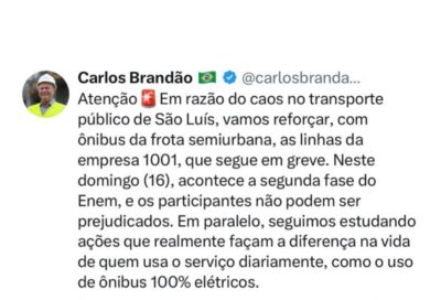 Governador Carlos Brandão anuncia reforço no transporte público de São Luís para o domingo de Enem