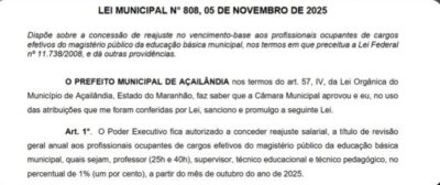 Aumento de Benjamim para professores é o menor da história de Açailândia