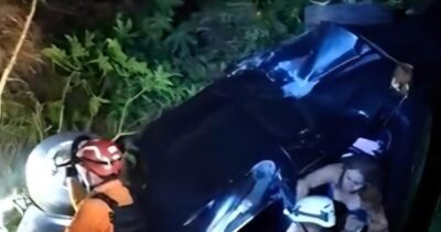 Mulher é resgatada após carro cair de ponte na BR-316, em Timon