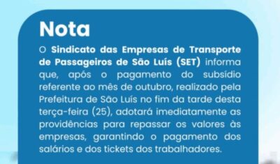SET recebe subsídio da prefeitura de São Luís e garantirá pagamento de salários dos rodoviários