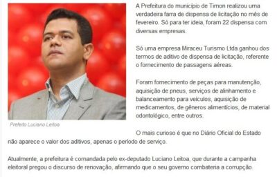 Operações e investigações desmontam a imagem de “bom gestor” cultivada por Luciano Leitoa nas redes sociais