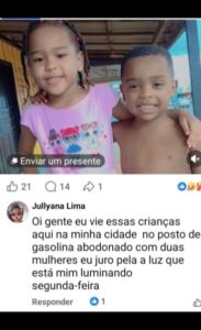 Mulher diz ter visto as crianças desaparecidas na companhia de duas mulheres em um posto