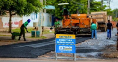 Prefeitura de Timon realiza pavimentação asfáltica no bairro Cidade Nova II