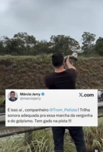 Jerry sobre berrante tocado para manifestantes em marcha de Nikolas: ‘Trilha sonora adequada’